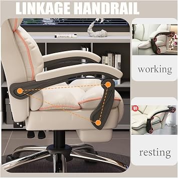 Ergonomic Office Chair Heated Executive Desk with 7 Point Swivel Task Footrest and Lumbar Pillow Ideal for Home Comfort (A+Gray Sponge Plus Latex)