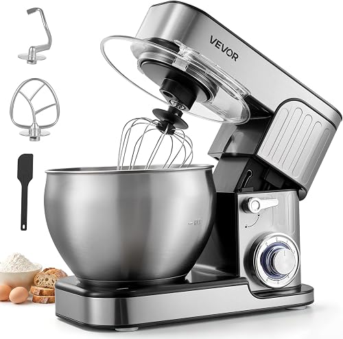 7.4 Qt Tilt Head Stand Mixer 500W Electric Dough Mixer, 6 Speeds with Pulse Food Kitchen Mixer with Stainless Steel Bowl, Splash Guard, Dough Hook, Whisk, Beater, for Baking Mixing