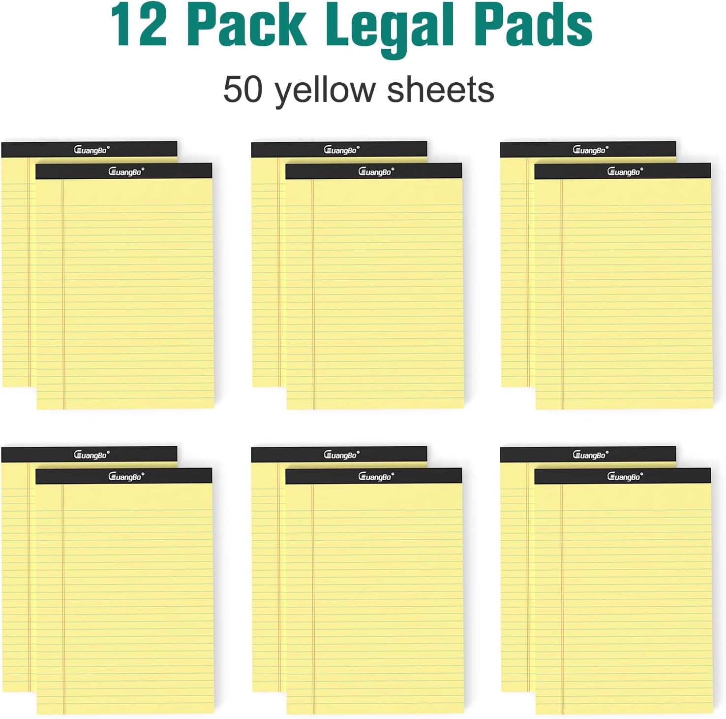 12 Pack Yellow Legal Pads 8.5 x 11 Wide Ruled Note Pad 50 Sheets Notepads Micro Perforated Writing Pad for Work Study Daily Note Taking List image 3