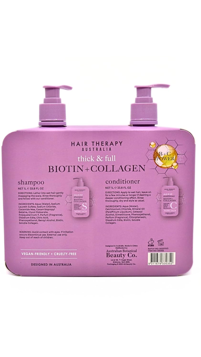 Thick & Full Shampoo & Conditioner Set | Biotin + Collagen | Deep Nourishing, Strenghtening, Softening, Purple