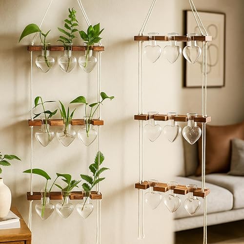 Leinuosen Hanging Plant Propagation Station, Propagation Vases, Clear