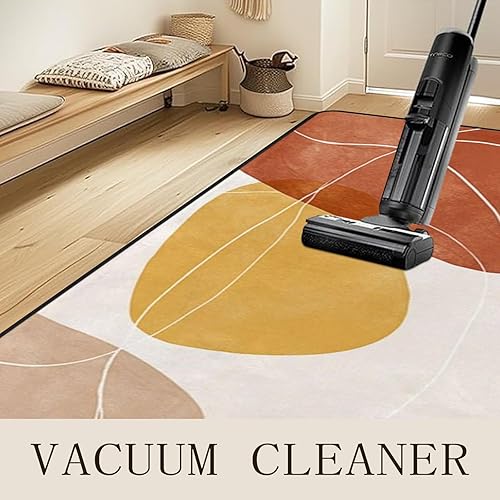 Miniatura 8 de AQQA Alfombra moderna abstracta de 5 x 7 pies, diseño contemporáneo de línea curva, alfombra para sala de estar, resistente a las manchas, lavable,