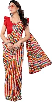 RAJESHWAR FASHION WITH RFWomen's Georgette Farewell Sarees For Ladies & Girls With Lace Border & Blouse