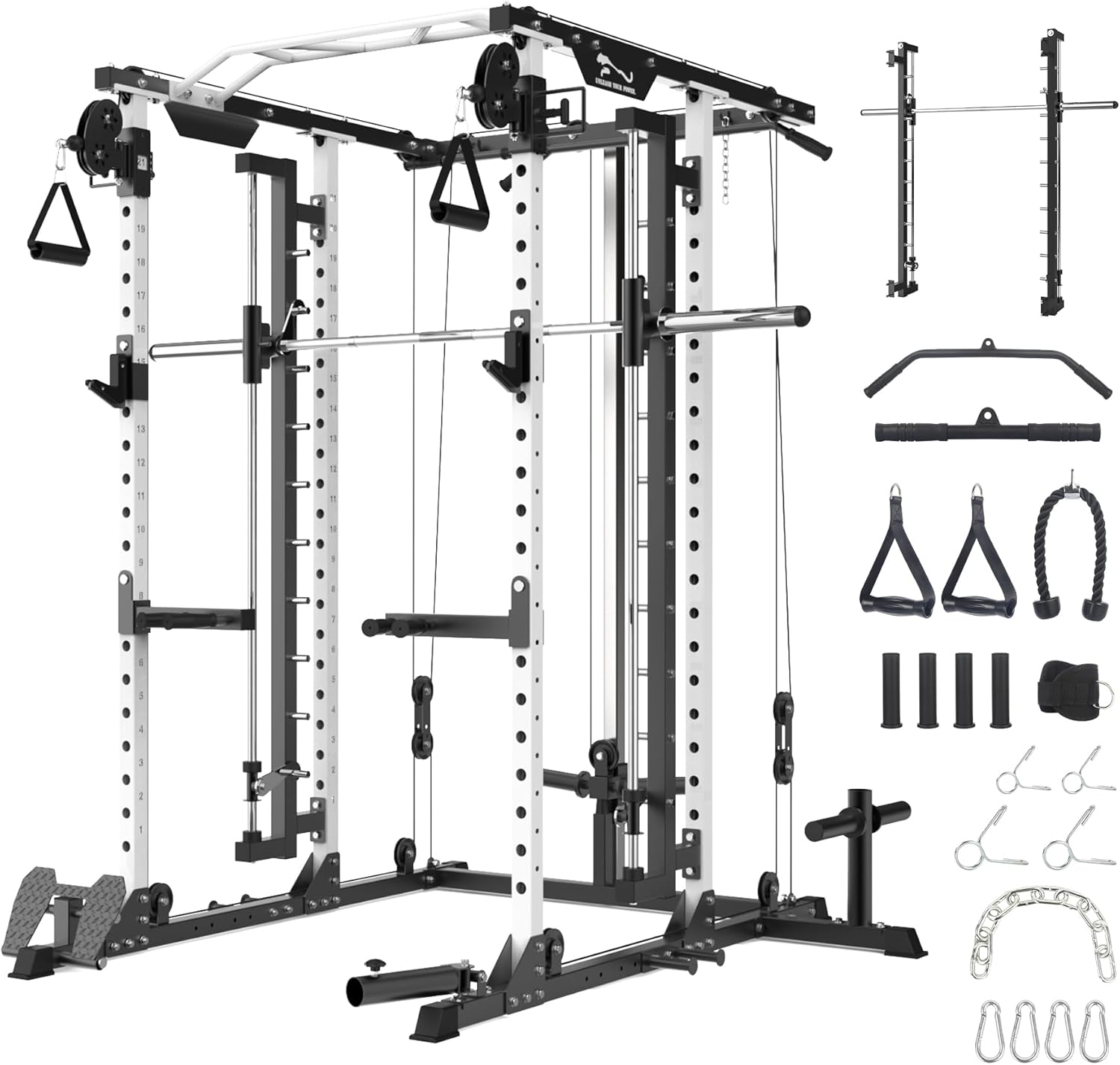 GarveeLife GarveeLife Power Cage – 2000 Lbs Rack with Cable Cross-Over & LAT Pull Down System