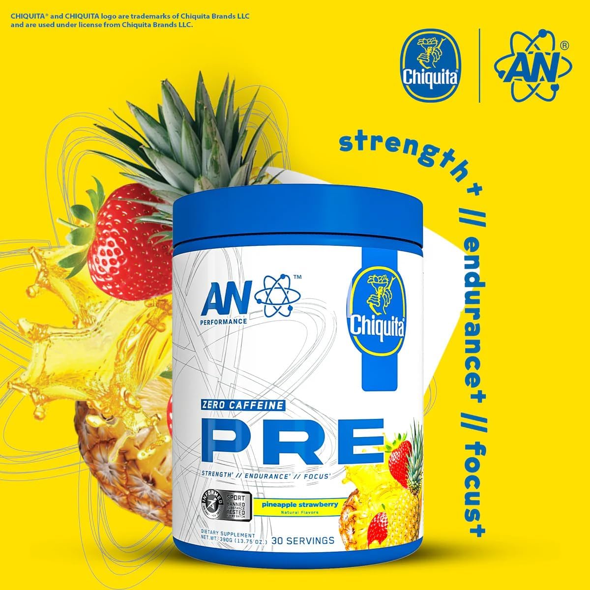 AN Performance Non-Stimulant Pre-Workout Supplement | Zero Caffeine Energy Drink Mix | Beta Alanine + Citrulline | Third-Party Tested | Informed Sport Certified | Strawberry Pineapple | 30 Servings - Image 3