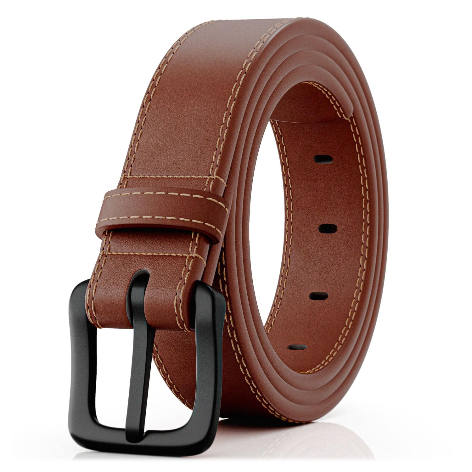 ITAY Metal Free Belt - Hypoallergenic Leather TSA Belt Strap, Sturdy Men's Adjustable Belt, Nickel Free Belt for Men