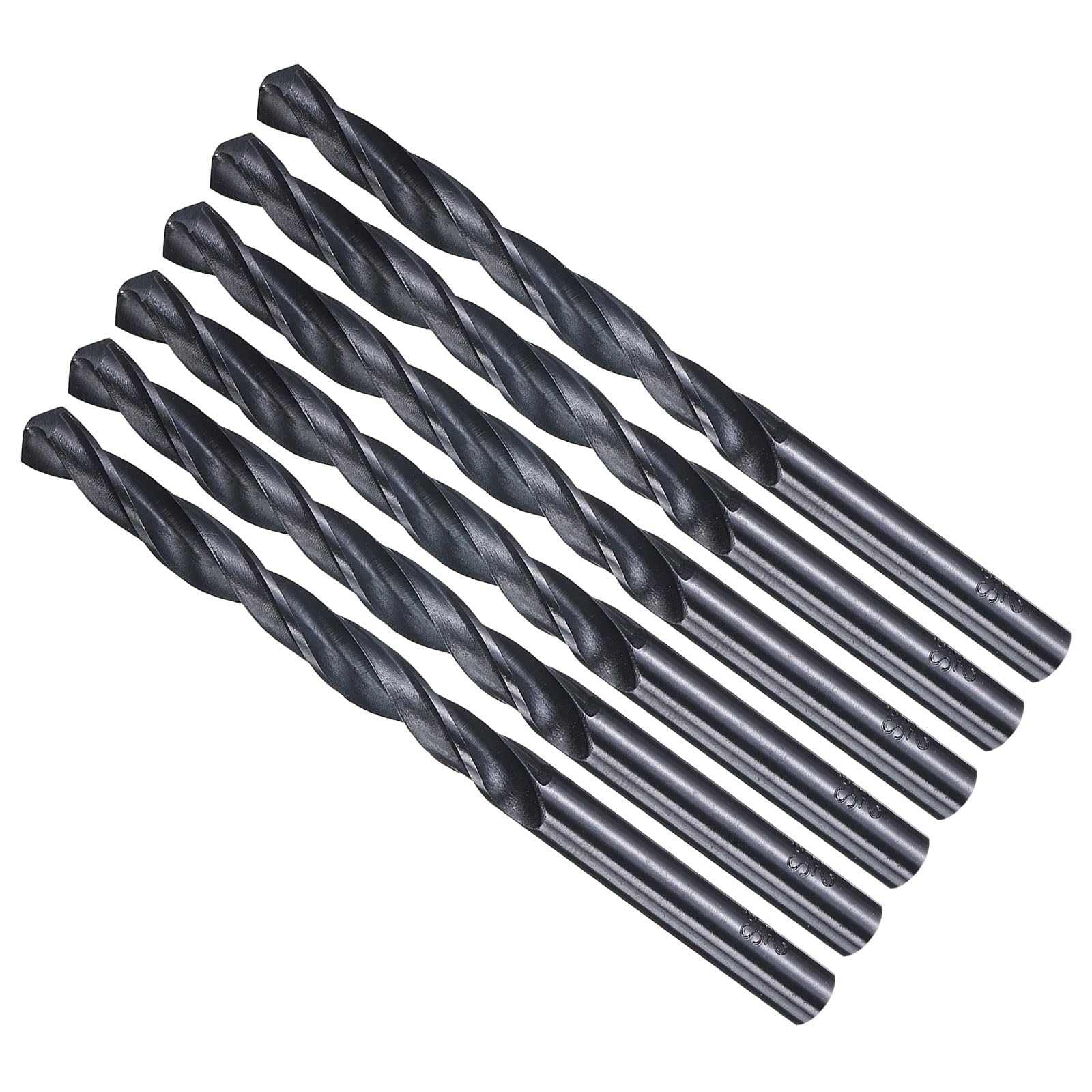 METALLIXITY 6.4mm Drill Bit (1/4") 6Pcs, 4241 High-Speed Steel Straight Shank Nitriding Black 118° for Wood Plastic Iron Copper Aluminum Low Soft Metal — image 1