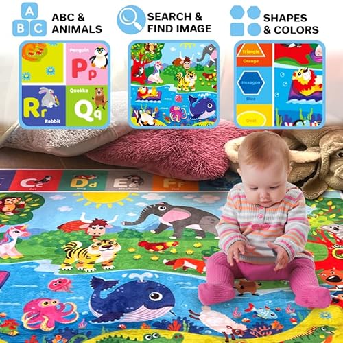 Baby Play Mat For Floor By Quokka - Super Soft Plush Surface Abc Playmat For Toddlers & Infants - Extra Thick (0.8Cm) Large Padded Non-Slip Rug For Crawling & Playing - Foldable Mat #TOP1