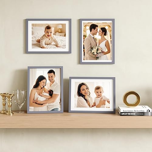 Vista 338 de Egofine Portarretratos de 9 x 12 pulgadas hecho de madera maciza con plexiglás, fotos de 5 x 7/6 x 8 con paspartú o de 9 x 12 pulgadas sin paspartú