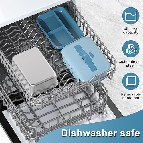 Miniatura 5 de Fiambrera eléctrica con calefacción para coche, camión, hogar, 1.8L, 100 W, calentador de alimentos portátil con 12V24V110V220V comida caliente para