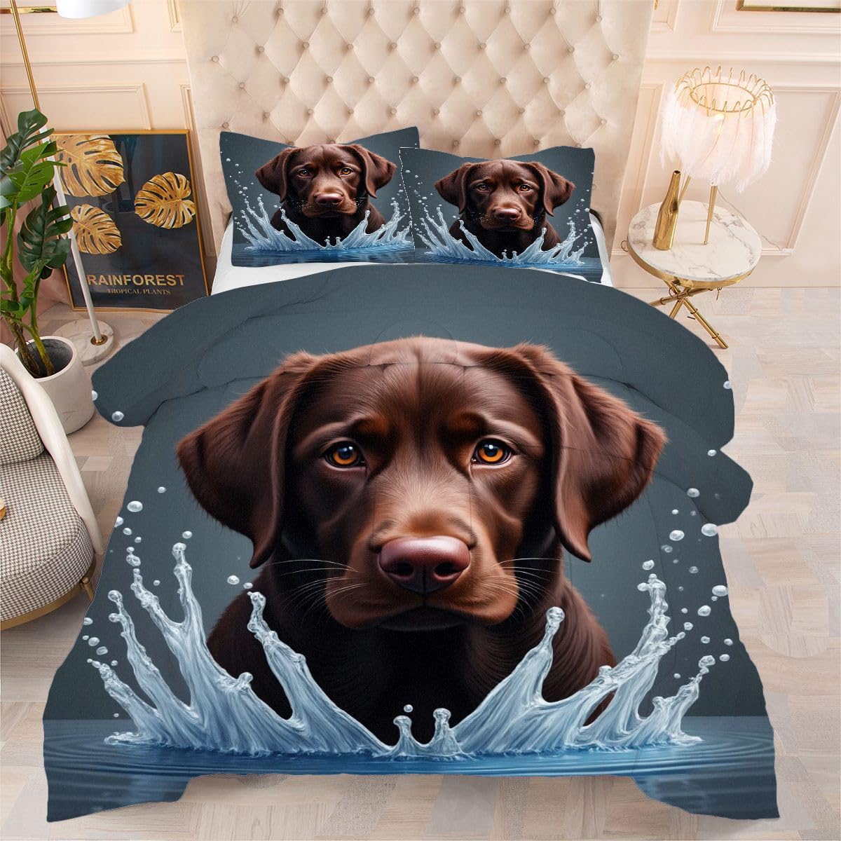 Couette 240x260 Labrador Retriever légère en microfibres pour lit 2 personnes