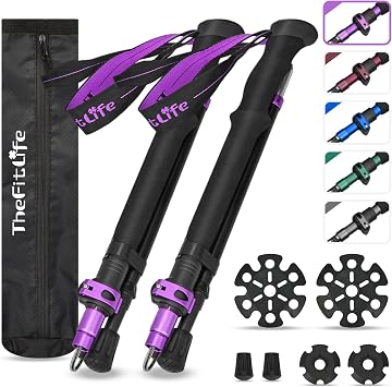 TheFitLife Anti Shock Trekking Poles + Folding Poles Aluminum