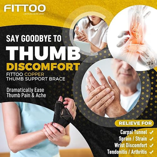 Miniatura 2 de FITTOO Muñequera y pulgar con infusión de cobre para hombres y mujeres, cómoda férula para el pulgar CMC para aliviar el dolor, tendinitis, mano