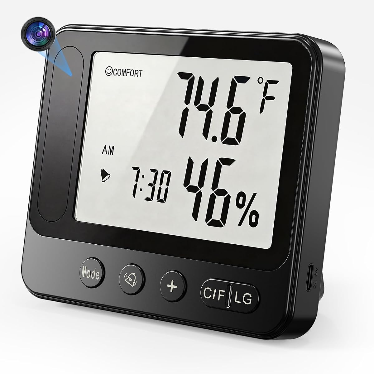 Indoor Camera with Temperature & Humidity Monitor, 4k Indoor WiFi Nanny Cam with Motion Detection, Night Vision, Live View by App, Security Camera for Home, Office, Greenhouse, Garage