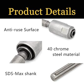 SDS Max to SDS Plus Adapter, 40Cr Steel SDS-max to SDS-Plus Drill Converter Shank Quick Tools for Demolition Hammers, Rotary Hammers (Silver)