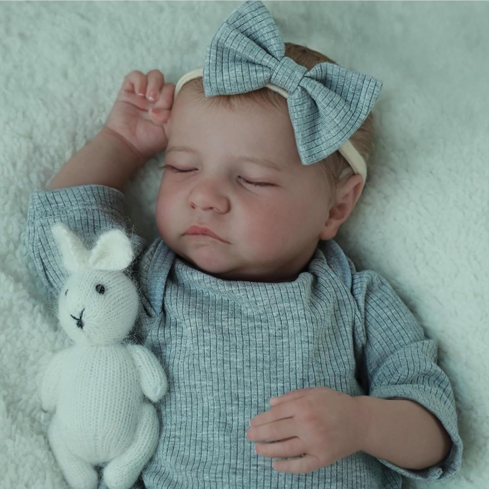 Reborn - Lalka Reborn - Dla dziewczynki - 47 cm - W całości z winylu z obciążeniem - Realistyczne spanie - Lalka z silikonu - Realistyczna lalka Reborn z włosami