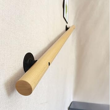 Round Wooden Handrails Complete Kit, Non-Slip Wood Handrails for Indoor Stairs, Barrier-Free Staircase Grab Bar for Elderly, Wall Mounted Home Garden Corridor Lofts Decking Railing