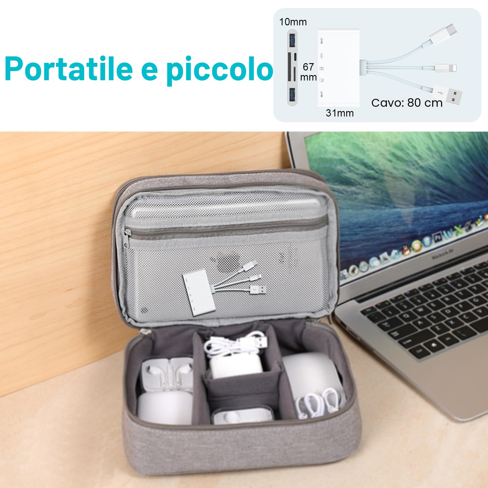 Lettore di schede SD TF 5 in 1 per iPhone/iPad/Android/Mac Book/Computer/Tablet/Camera, adattatore USB OTG USB C e USB A con slot per schede Micro SD e SD, supporta SD/Micro SD/SDHC/SDXC/MMC