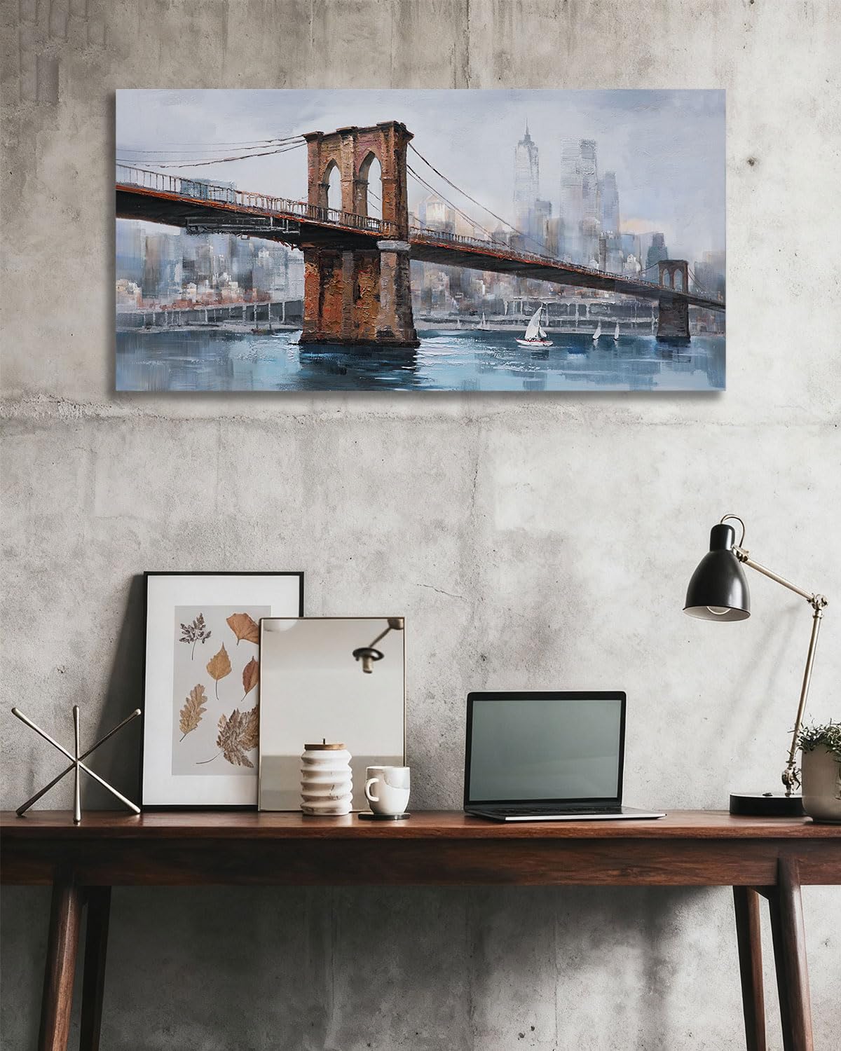 Amazon.co.jp: Ardemy ブルックリン橋 ウォールアート キャンバス 都市