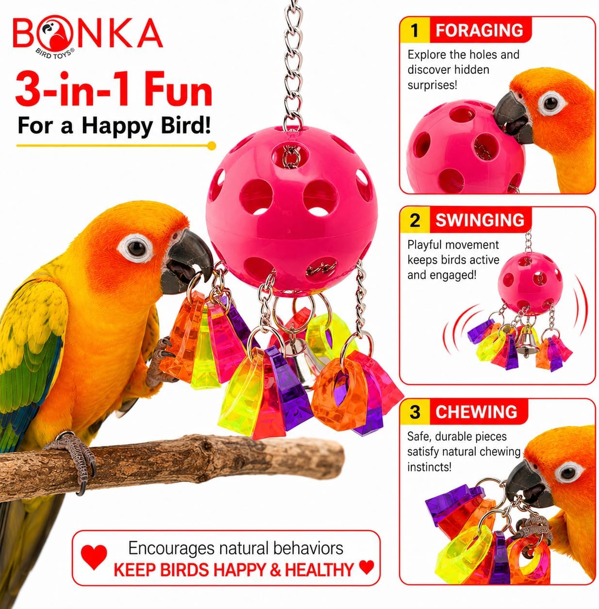 Bonka Bird Toys 1938 Paci Pull Colorful Pacifier Ring Acrylic Parrot Parrotlet Budgie Quaker African image 2