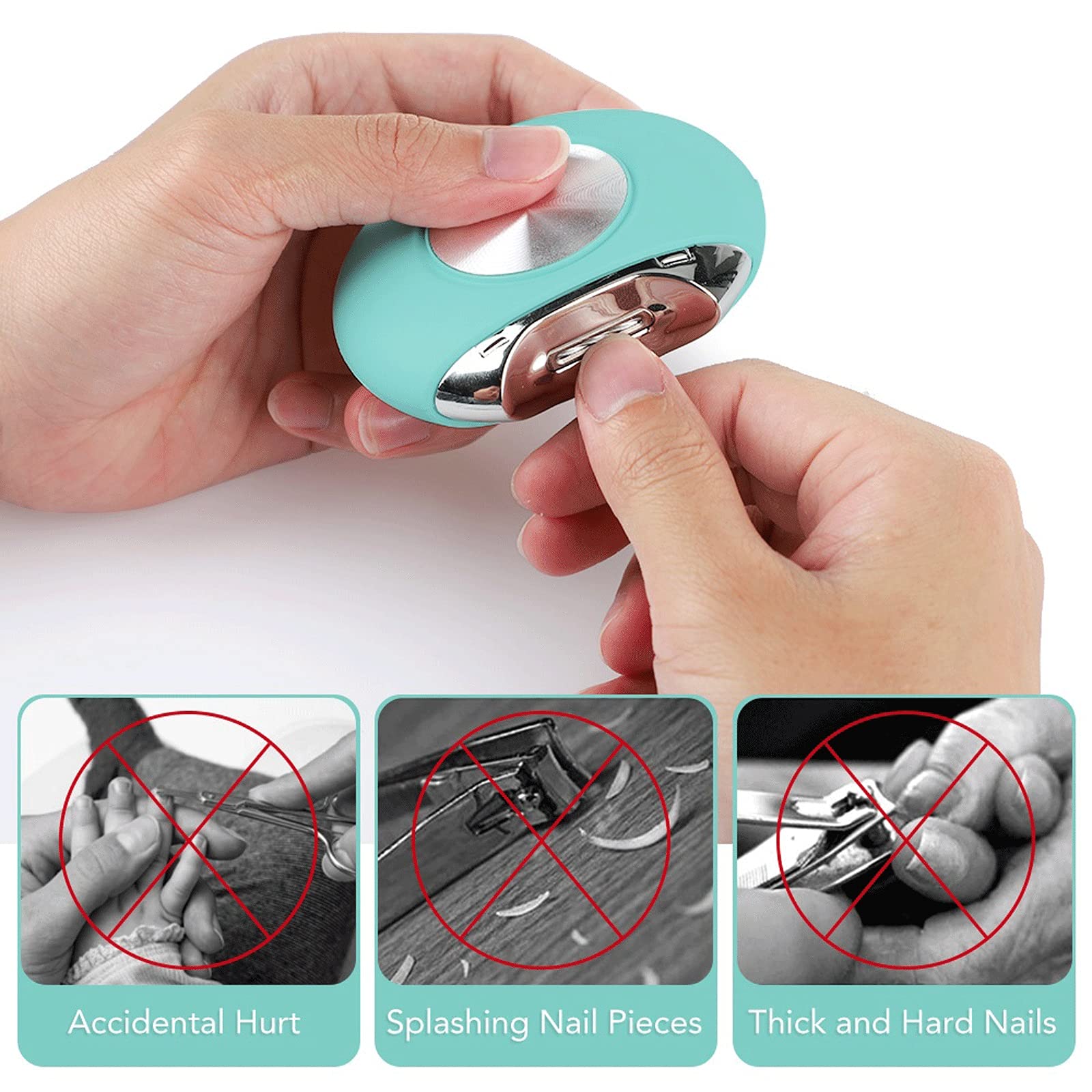 JINGYAN Obcinacz do paznokci Automatyczny elektryczny Clipper Nail Cute Trymer Paznokci Cutter Manicure Pedicure Trymmer Nożyczki do paznokci(Blu)