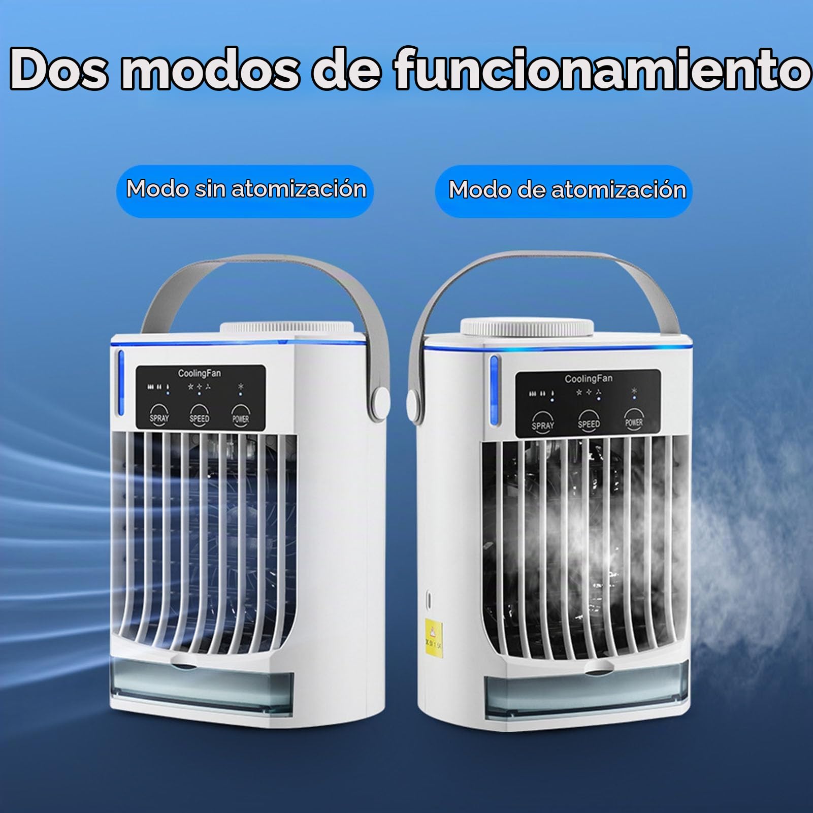 Irfora Aire Acondicionado Portátil, Enfriador de Aire Evaporativo USB Personal, Ventilador de Refrigeración Ajustable para el Hogar, Oficina, Camping con Tanque 500ml