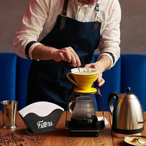 Miniatura 5 de Soporte de filtro de café de estilo rústico con cono de madera rústica, filtro de café de madera de pino, almacenamiento de filtro de estilo rústico