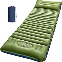 Myxslop 5-Inch Thick Ultralight Camping Sleeping Pad with Pillow & Built-in Foot Pump - Inflatable Mat for Backpacking, Hiking, Tent (79x27in)