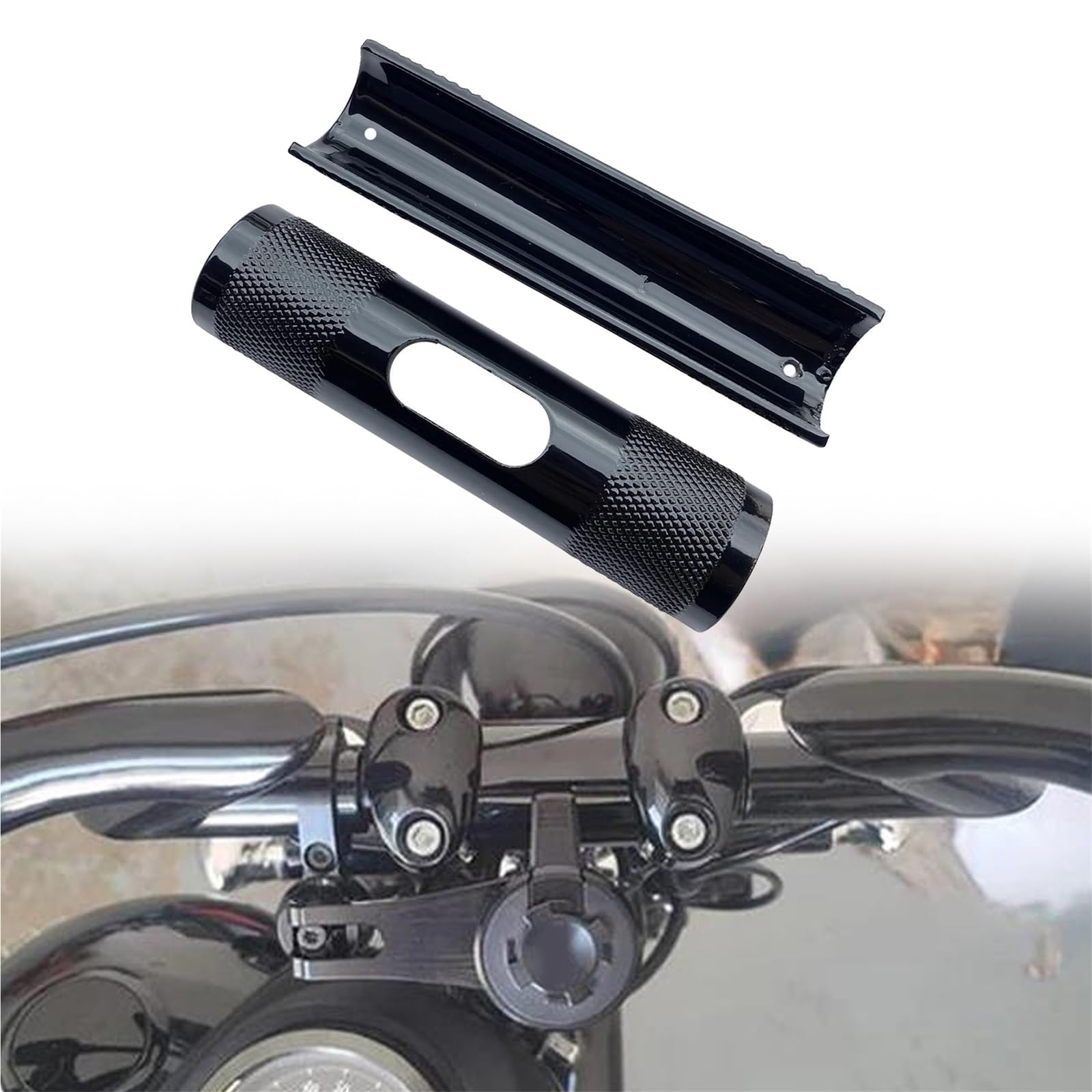 Adaptateur rehausseur de guidon noir pour installer un guidon épais sur Harley