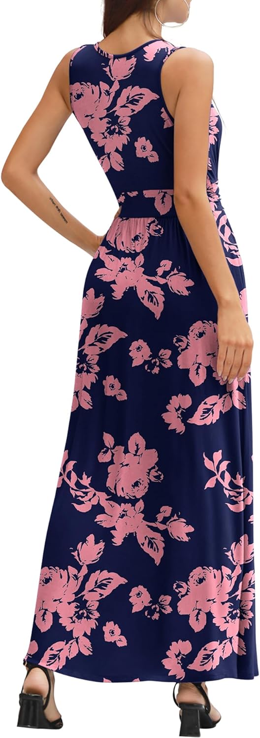 LILBETTER Women Sleeveless Deep V Neck Loose Plain Long Maxi Casual Dress - Image 5