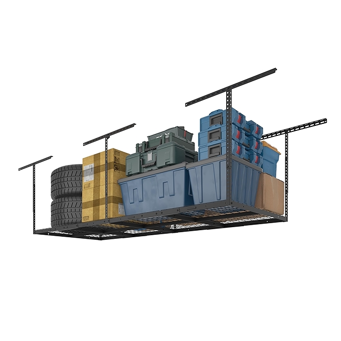 FLEXIMOUNTS 3x8 可调式车库顶架 重型金属存储架 600磅承重 黑色