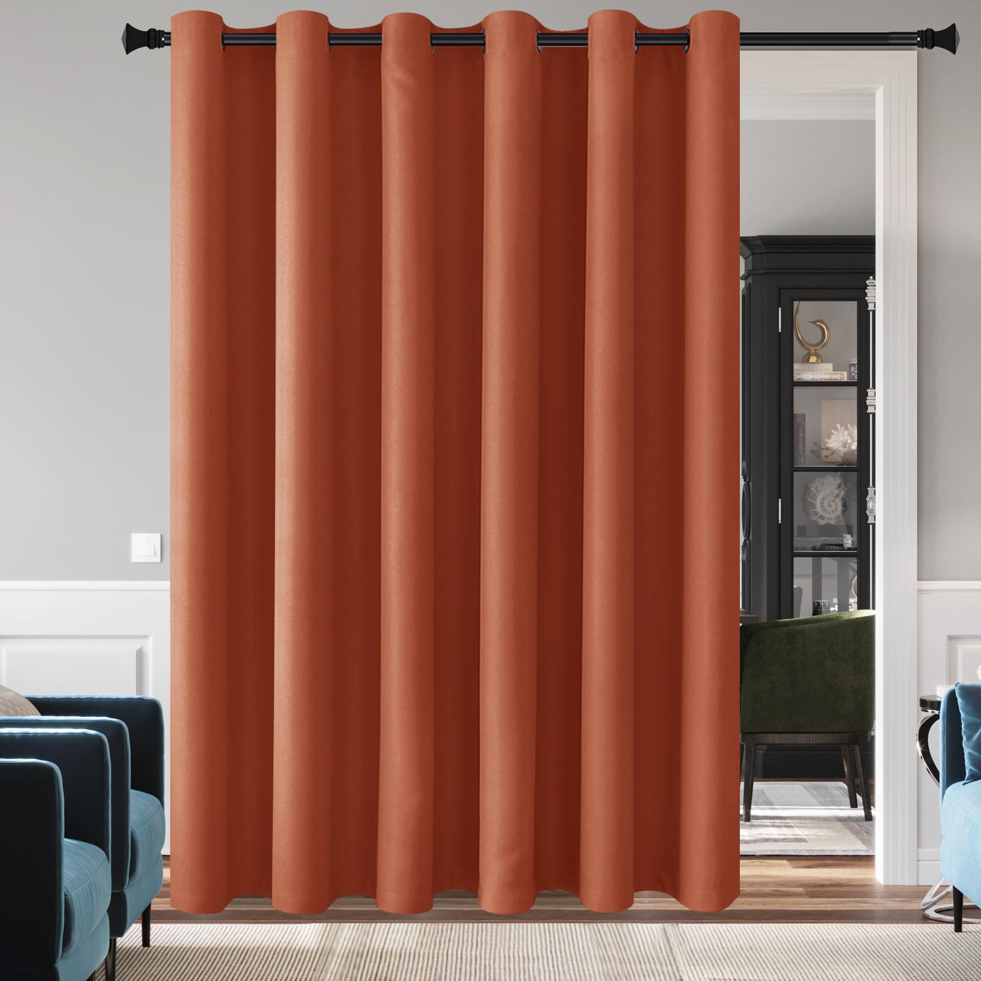 DWCN Blackout Curtain Panel for Bedroom - Thermal Insulated Energy Saving Grommet Blackout Drapery for Patio Door, Room Divider Big Long Curtain, Caramel, W100 by L84, 1 PC — image 1