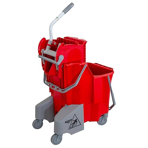 Miniatura 5 de Unger COMBR - Trapeador de presión lateral para baño, combo de cubo doble, 8 galones, plástico, rojo
