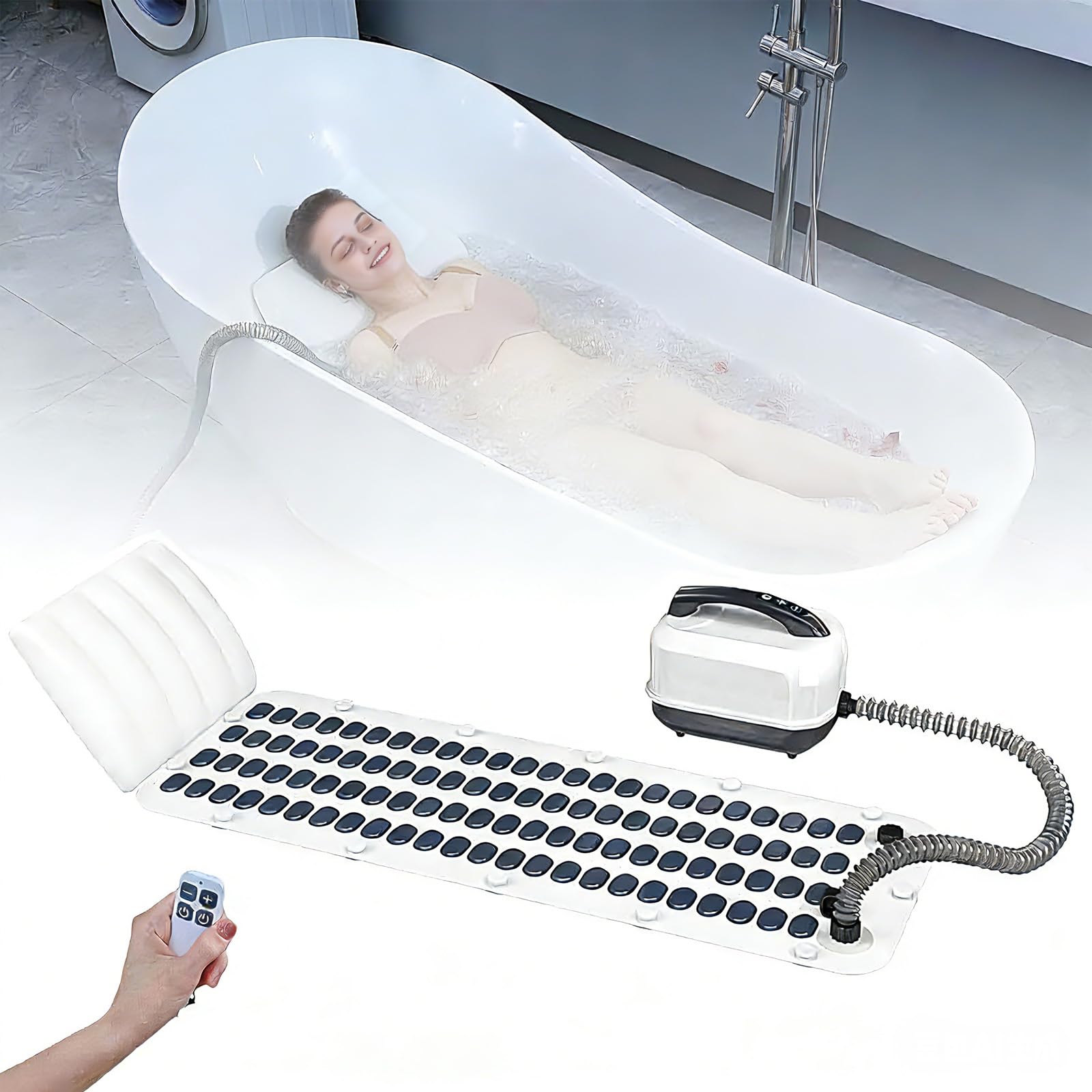 Tapis de massage pour spa et bain antidérapant avec télécommande sans fil