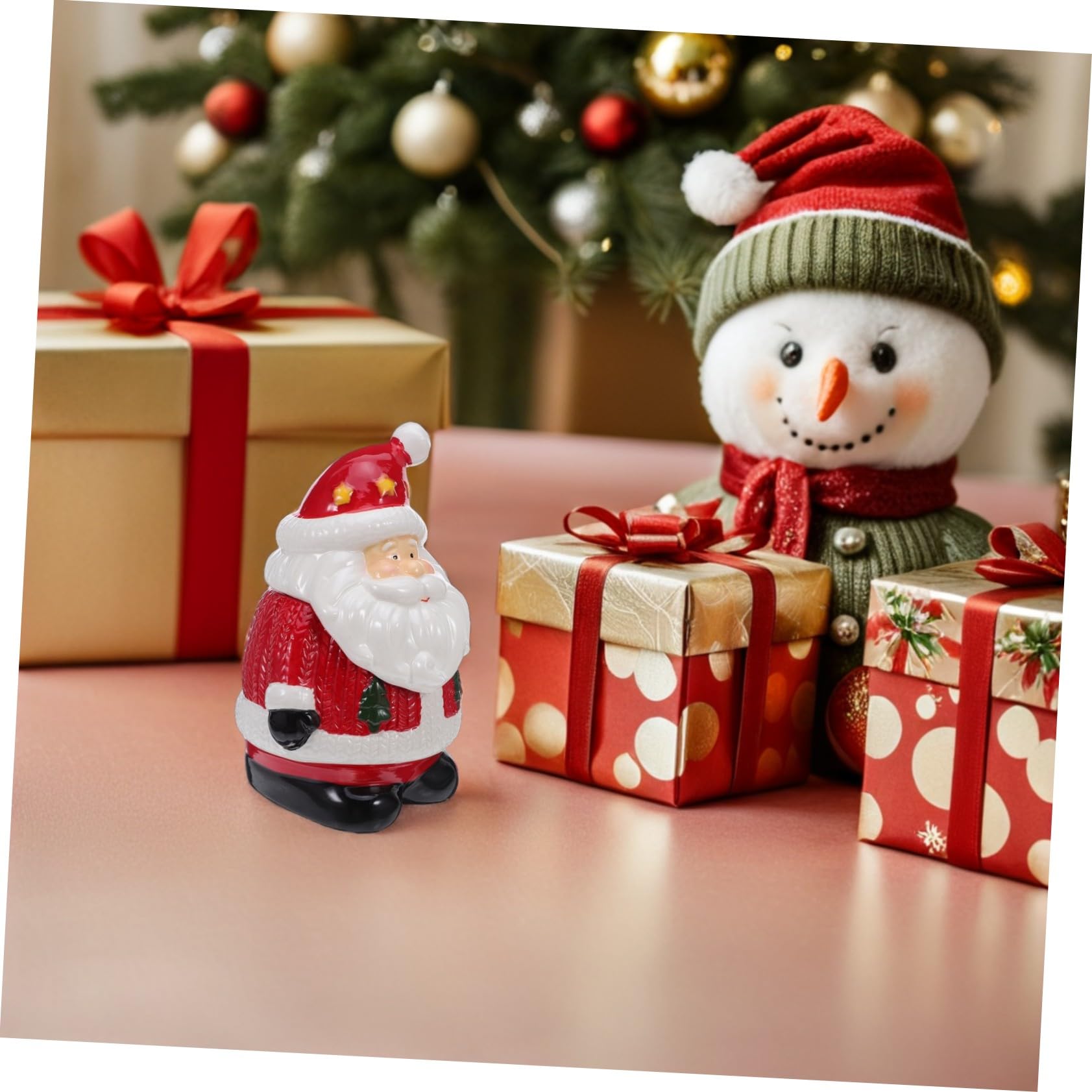 ULTECHNOVO Bocal à Biscuits Céramique Décoratif de Noël Boîte de Rangement pour Friandises Boîte à Bonbons avec Couvercle Hermétique