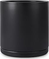 Vista 9 de Kazeila 10 Inch Ceramic Planter Pot with Drainage Hole & Tray, Large Indoor Plant Pots, Modern Cylinder Flower Pot, Includes Mesh Net, Plug, Pads &