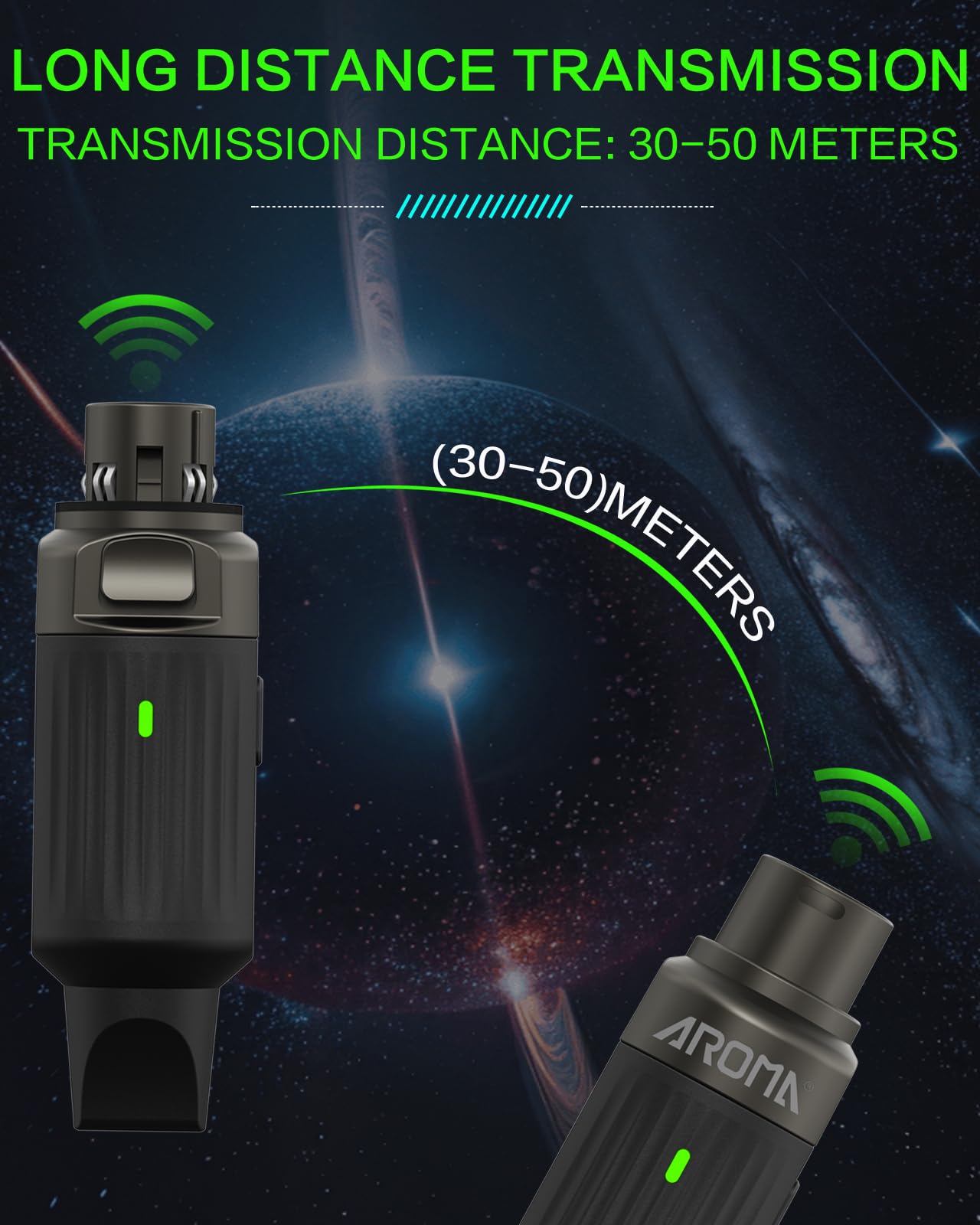 Ulumac Aroma Wireless XLR Transmitter and Receiver, Professional UHF Wireless Microphone System for Stable Transmission, 7-Channel, 165ft Range, Wireless Mic Adapter for Dynamic Mics/PA/Mixer(ARC2)