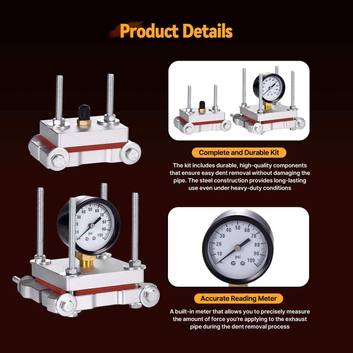 2-Stroke Exhaust Pipe Dent Repair Kit Compatible with 125cc, 150cc, 200cc, 250cc, 300cc Motorcycle, ATV, Dirt Bike, Scooter, and More Effective Exhaust Dent Removal Tool