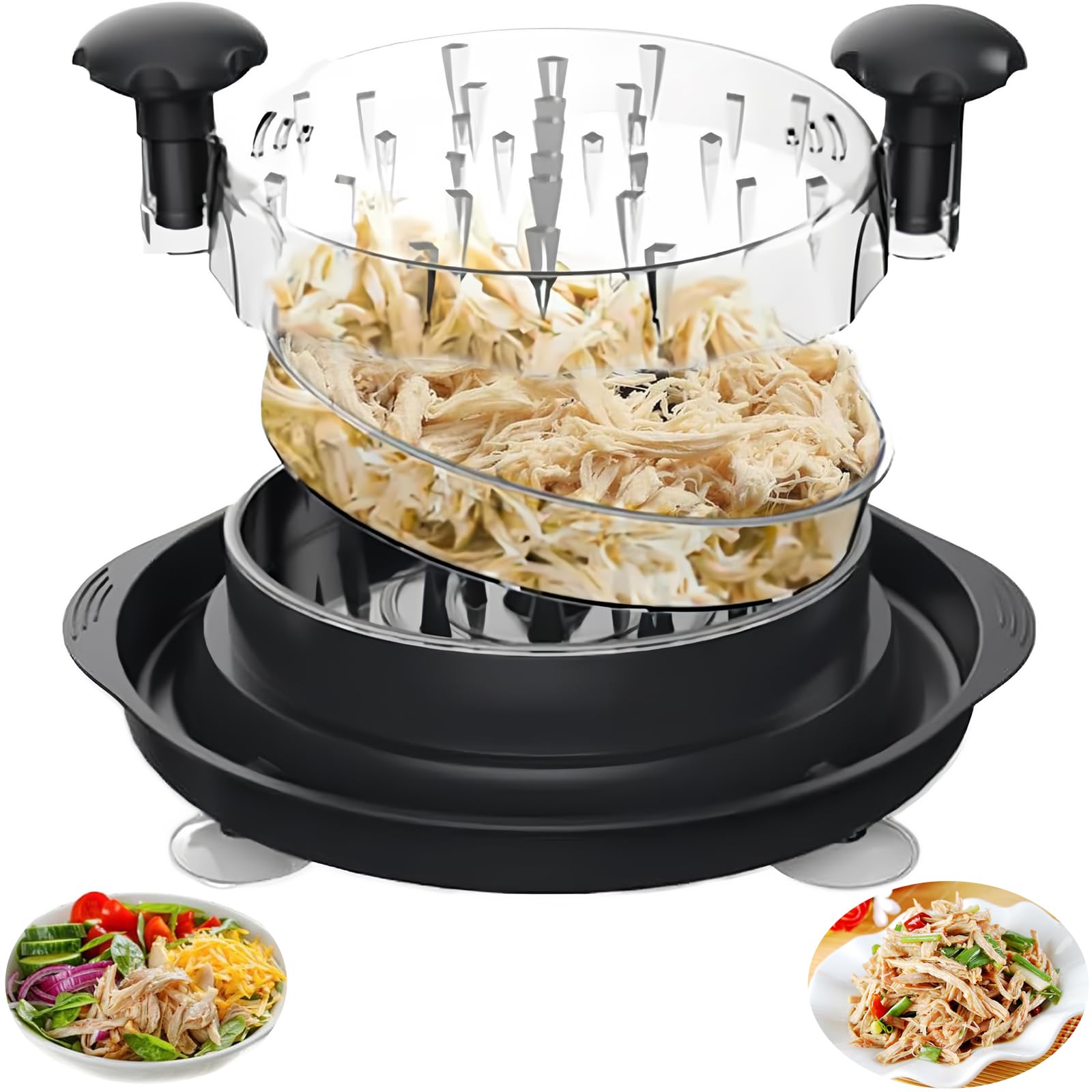 Trituratore Pollo Grande con Manico Ergonomico & Base Antiscivolo, Attrezzo Carne Tritatutto Cucina Lavabile Lavastoviglie, Tritacarne Polli Antiscivolo Nero per Maiale, Verdure, Manzo, Insalata