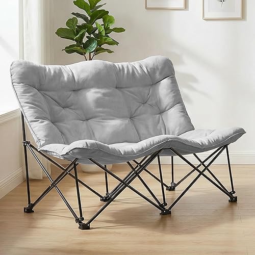 Miniatura 8 de Silla de mariposa acolchada y cómoda, silla plegable con respaldo alto para dormitorio, sala de estar, camping, césped