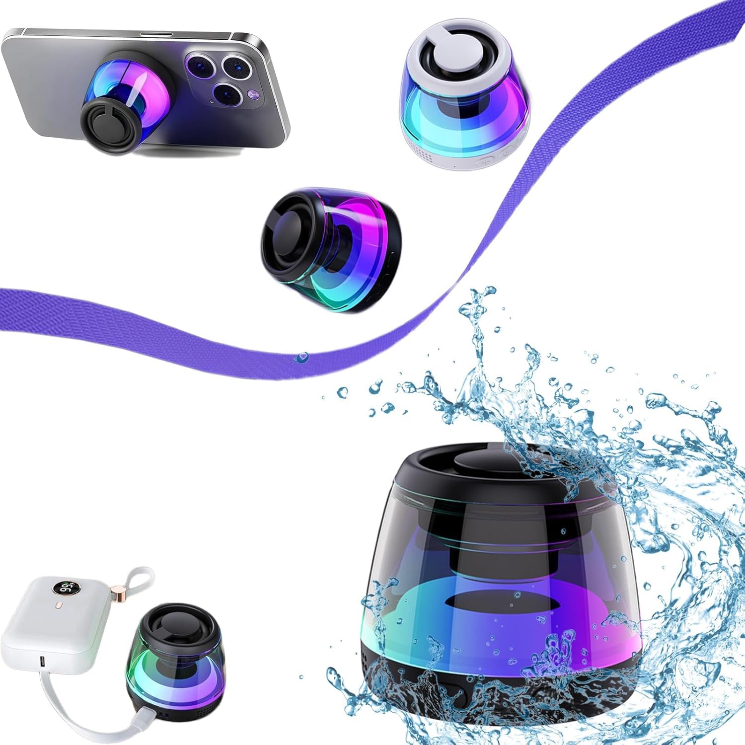 Magvibe Speaker,2025 New Magvibe Sound Pillar,MagVibe Soundpillar,Magnetic Bluetooth Speaker with Rgb Light & Phone Holder,Official Magvibe Sound Pillar,Wireless Induction Bluetooth Speaker (A,1pc)