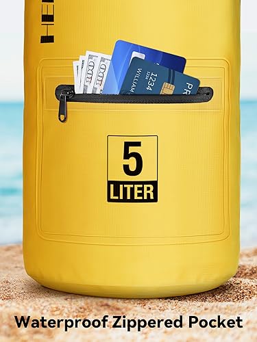 Miniatura 7 de HEETA Bolsa seca impermeable con bolsillo frontal con cremallera para mujeres y hombres, 5L10L20L30L40L, bolsa de almacenamiento en seco ligera para