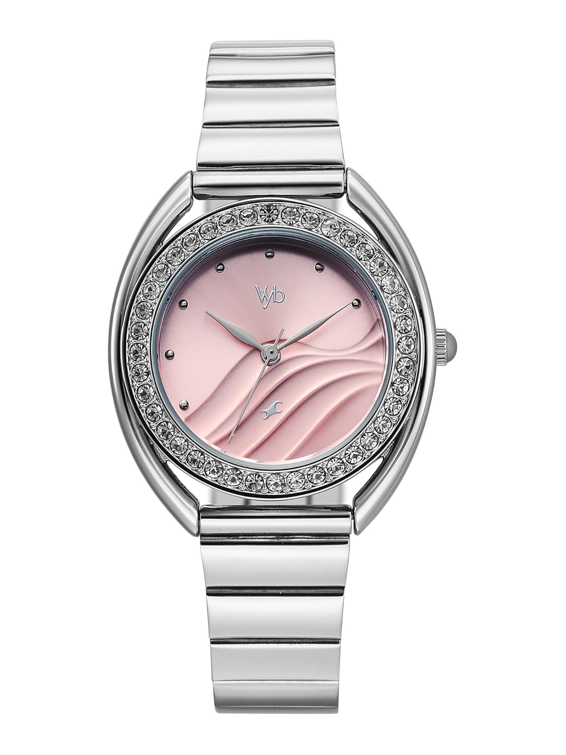 Fastrack Vyb Eclipse with Quartz Analog Pink Dial Steel Stainless Steel Strap Watch for Girls – FV60123SM01W