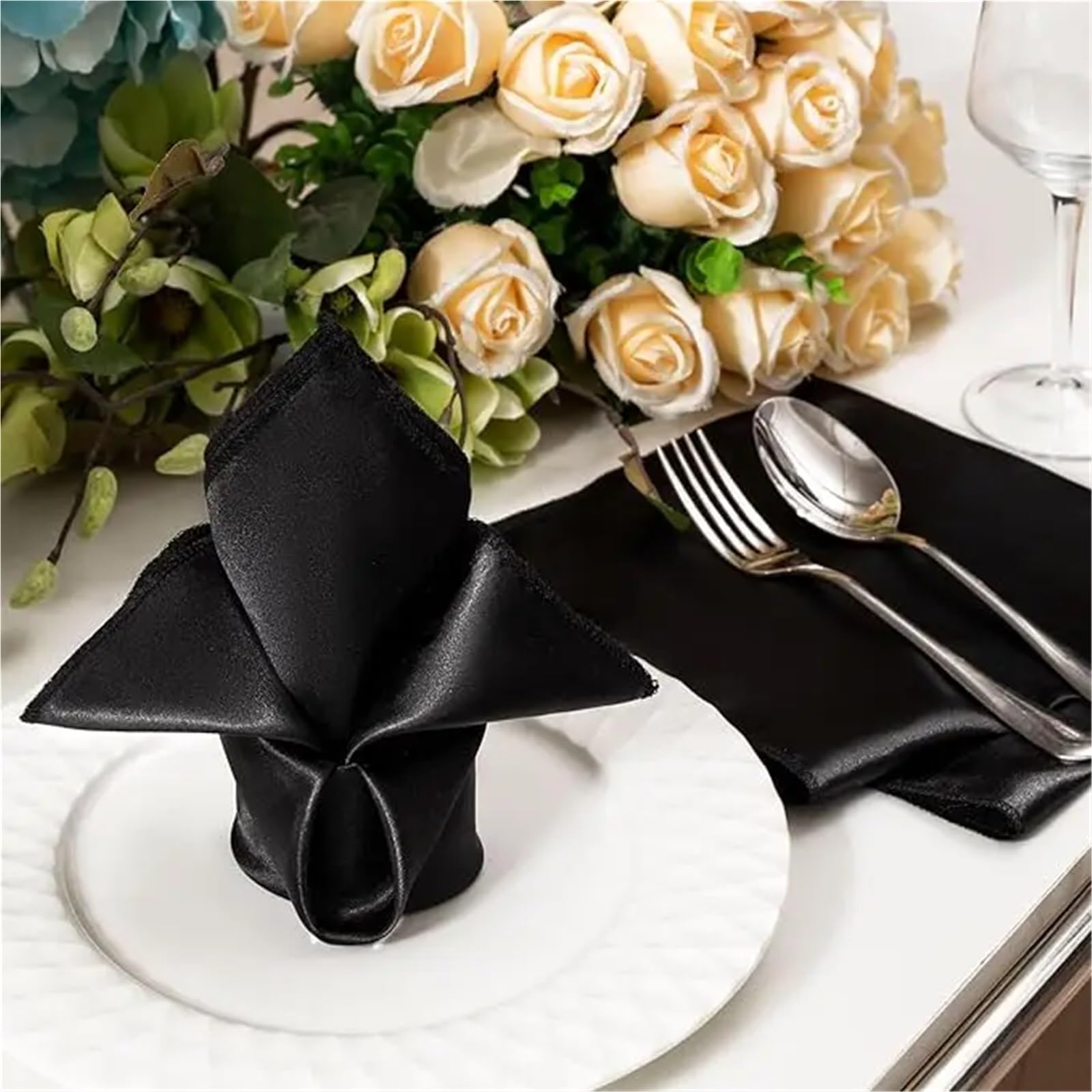 Kitchen Tovaglioli Stoffa 60 Pack 30X30cm Wine Red Satin Table Napkins Soft Smooth Cloth Silky For Restaurant Party Decoration
