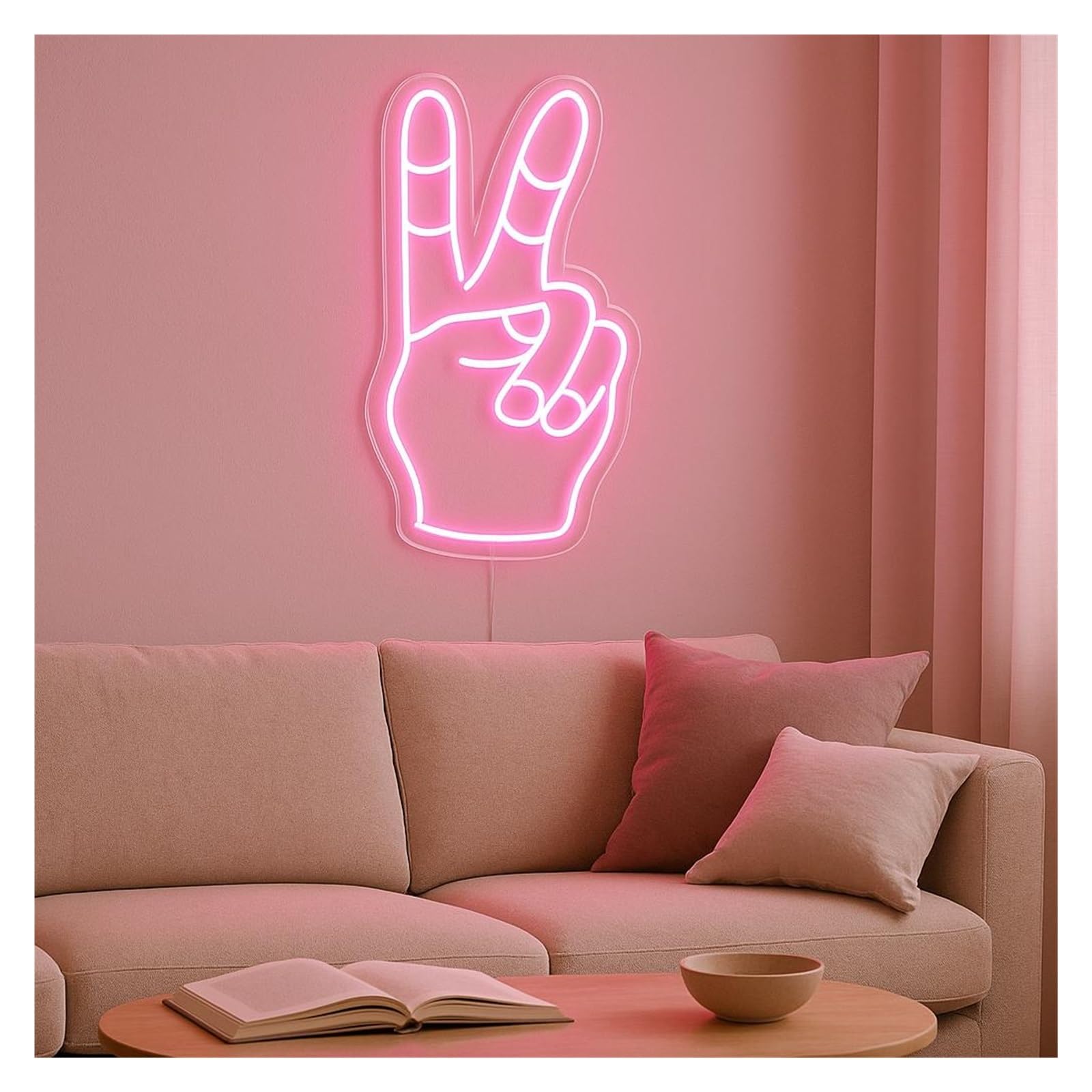 SHOUXI Sign Lamp Gesture Neon Sign, Suitable for Home Wall Decor with Dimmable 51cm