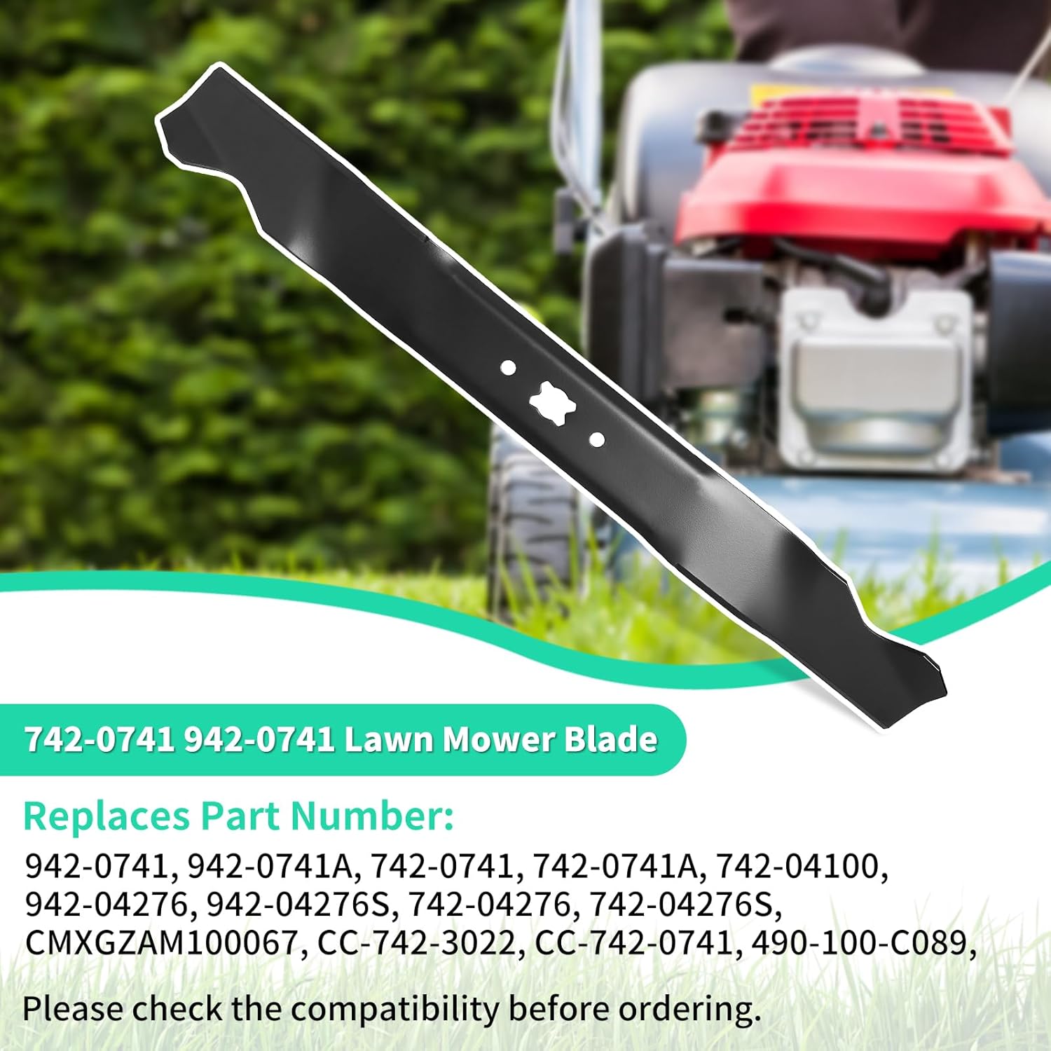 942-0741A Mulching Blade for 21" Deck, 742-0741A Mower Blade Compatible with Troy-Bilt TB130 TB230 MTD Cub Cad-et Craftsman Lawn Mower, Replaces 942-0641, 742-0641, 942-04276, 2 Pack