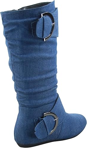 Miniatura 4 de TOP Moda Bank-81 - Hebilla de tacón plano con cremallera y punta redonda para mujer