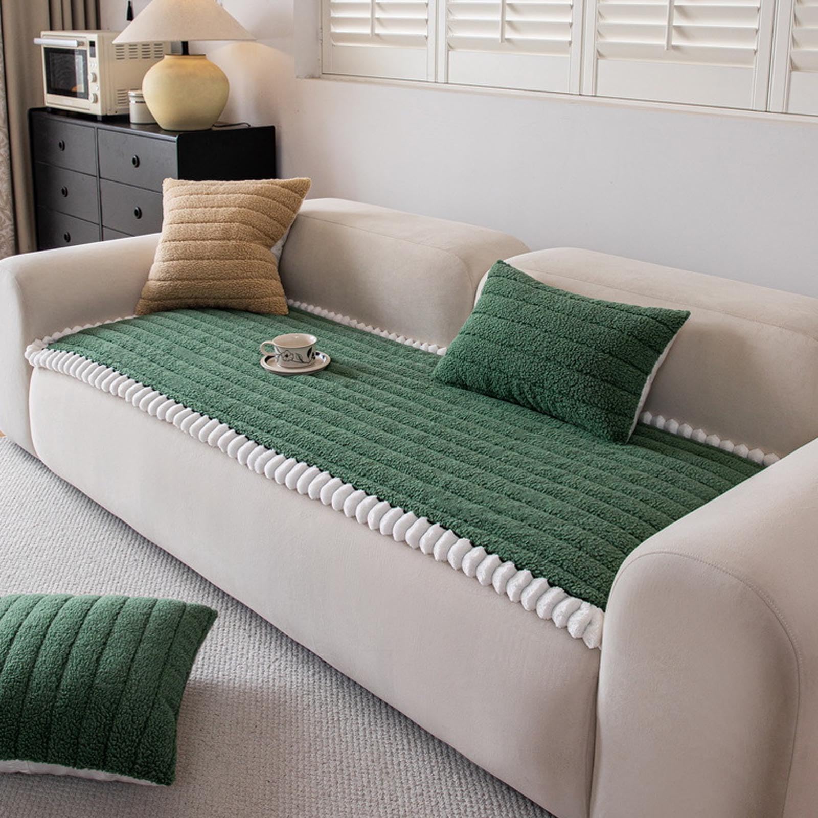 Housse de canapé en peluche épaisse de haute qualité couleur verte