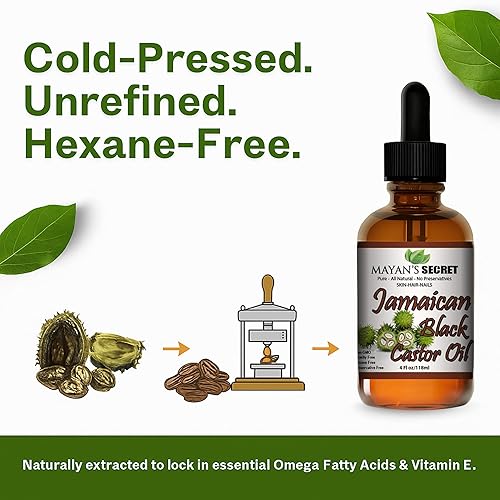 Miniatura 4 de Mayan's Secret - Aceite de semilla de ricino negro jamaicano 4 onzas - 100% puro y orgánico Aceite de ricino negro jamaicano para el crecimiento