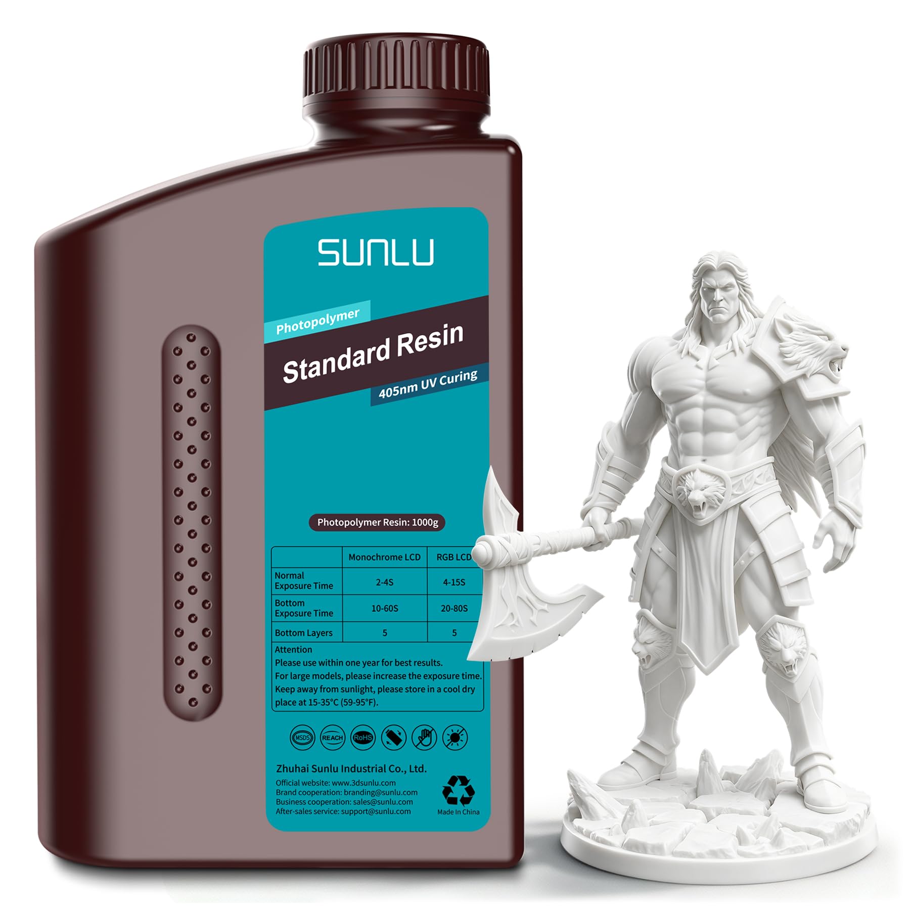 SUNLU 3D Printer Resin, Standard 3D Resin Quick Curing Resin for LCD DLP SLA 3D Printers, 1KG, White-image-16